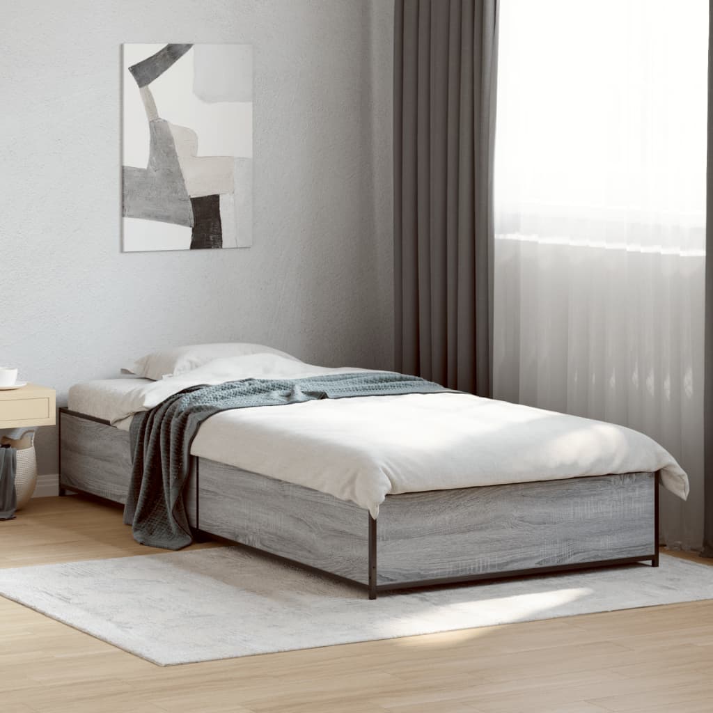 Bed Frame without Mattress Grey Sonoma 90x190 cm Single